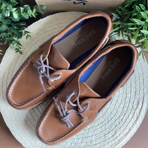 Sperry Men's Intrepid Leather Boat Shoes Tan - Picture 3 of 8